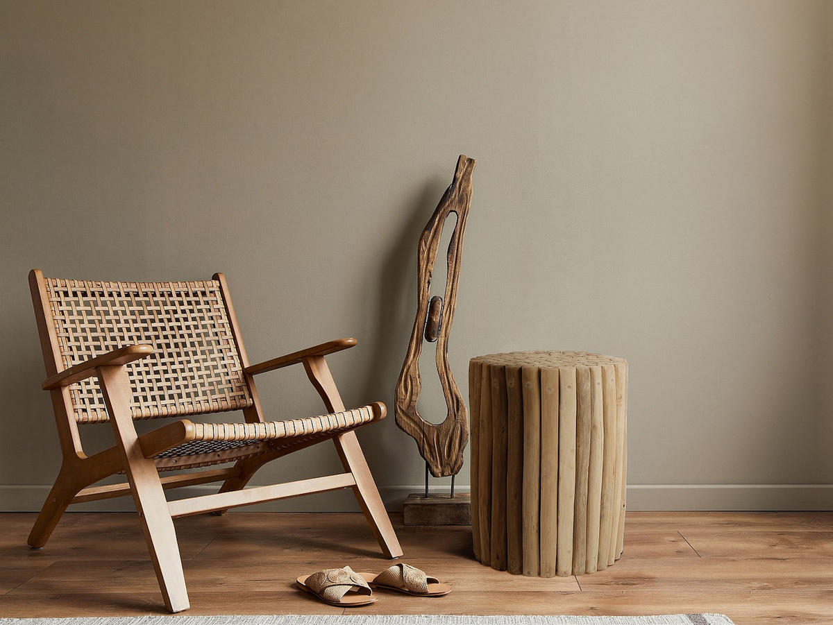 BEISTELLTISCH - Teakholz - Naturfarben - LUTIANA - Naturfarben, Holz (35/35/46cm) - Vente-Unique