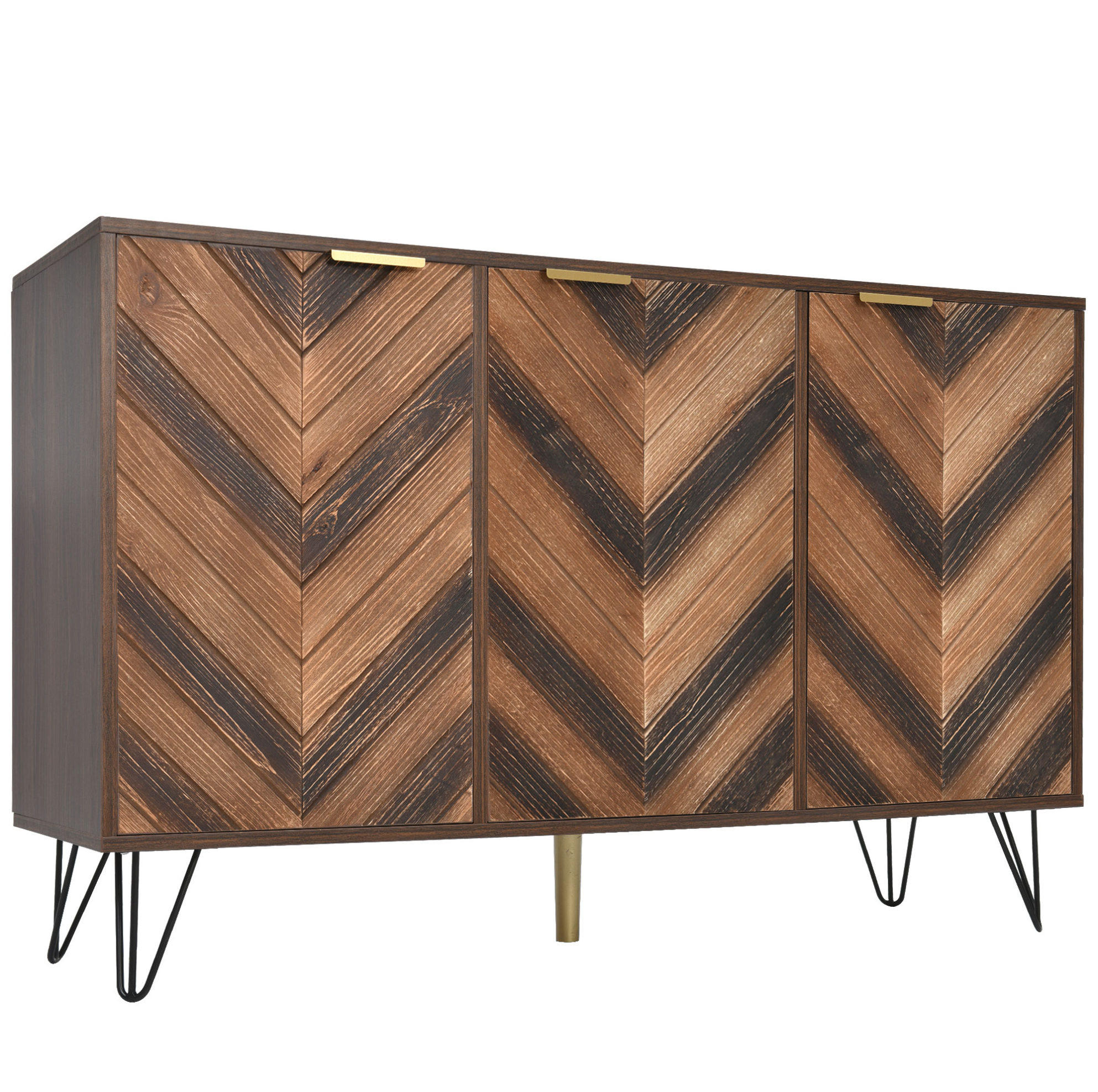 SIDEBOARD mit 3 Türen 120 cm Particle Board Natural - Braun, Holzwerkstoff (120/76.5/38cm) - Meubliv