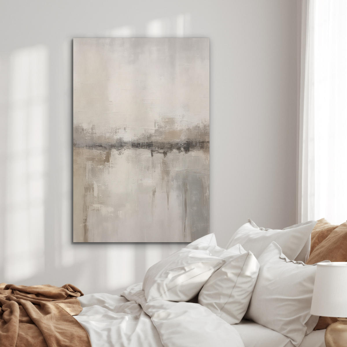 AKUSTIKBILD Moderne Kunst - Abstrakt - Beige Wanddeko 60x90 cm - Beige, Kunststoff (60/90/0.9cm) - MuchoWow