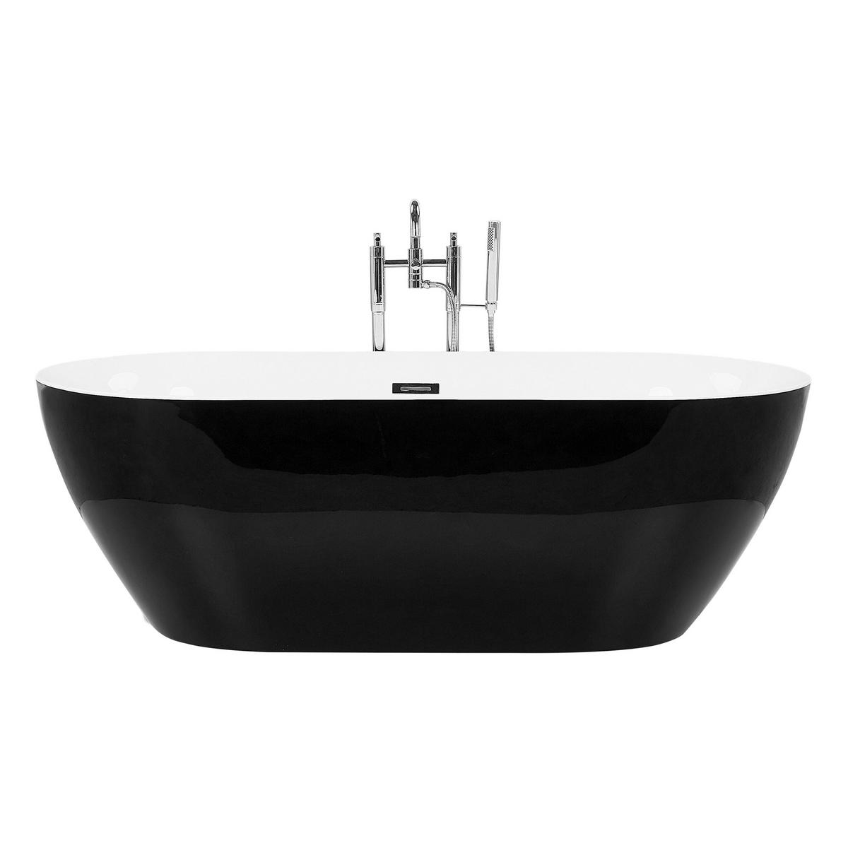 BADEWANNE FREISTEHEND 75x150x58 cm schwarz Carrera - Schwarz, Kunststoff (75/58/150cm) - Beliani