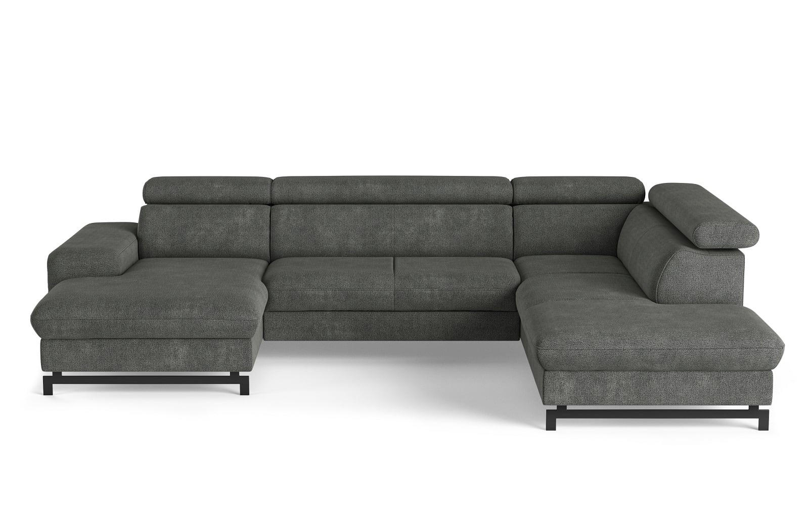 WOHNLANDSCHAFT mit Schlaffunktion und Bettkasten, Orlando-Stoff - Schwarz/Grau, Kunststoff/Textil (215/81/328cm) - Cotta