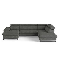 WOHNLANDSCHAFT mit Schlaffunktion und Bettkasten, Orlando-Stoff - Schwarz/Grau, Kunststoff/Textil (215/81/328cm) - Cotta