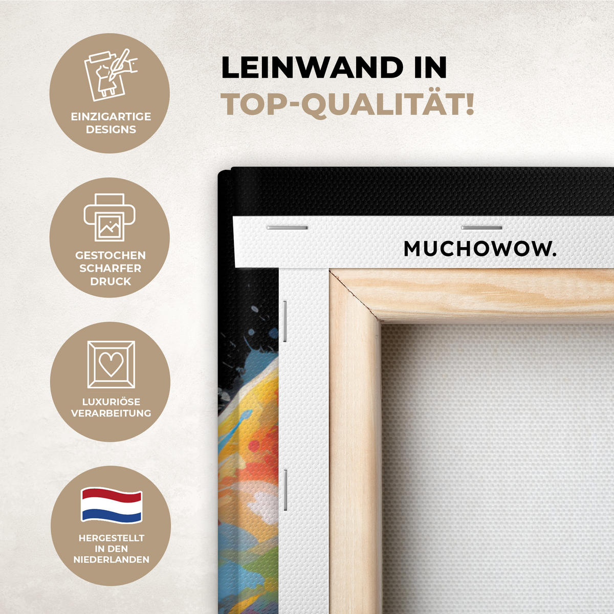 LEINWANDBILD Elefant - Graffiti - Schwarz - Tiere - Farben Wandbild Wohnzimmer 60x80 cm - Schwarz, Textil (60/80cm) - MuchoWow