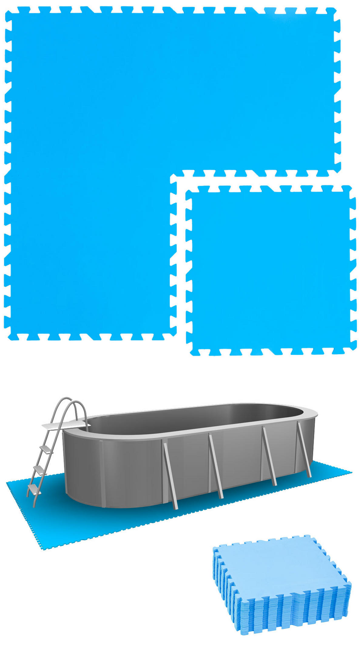 POOLMATTEN 3,8m² 16 EVA Matten 50 cm Blau - Blau, Kunststoff (50/50cm) - eyepower