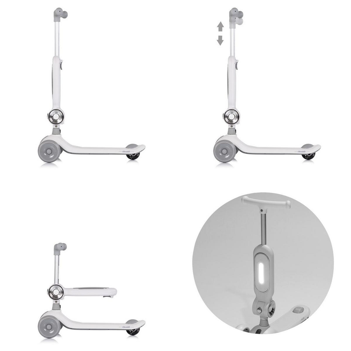KINDERROLLER Bloomi 2 in 1 grau Laufrad Sitz PU-Räder Lichteffekte Bremse - Grau, Metall (46/28/77cm) - Chipolino