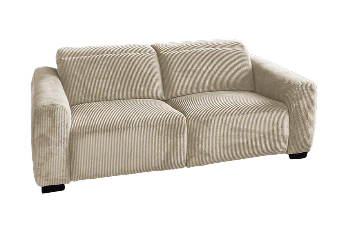 SOFA FINN Cremeweiß Cord - Creme/Schwarz, Kunststoff/Textil (210/80/107cm) - KAWOLA