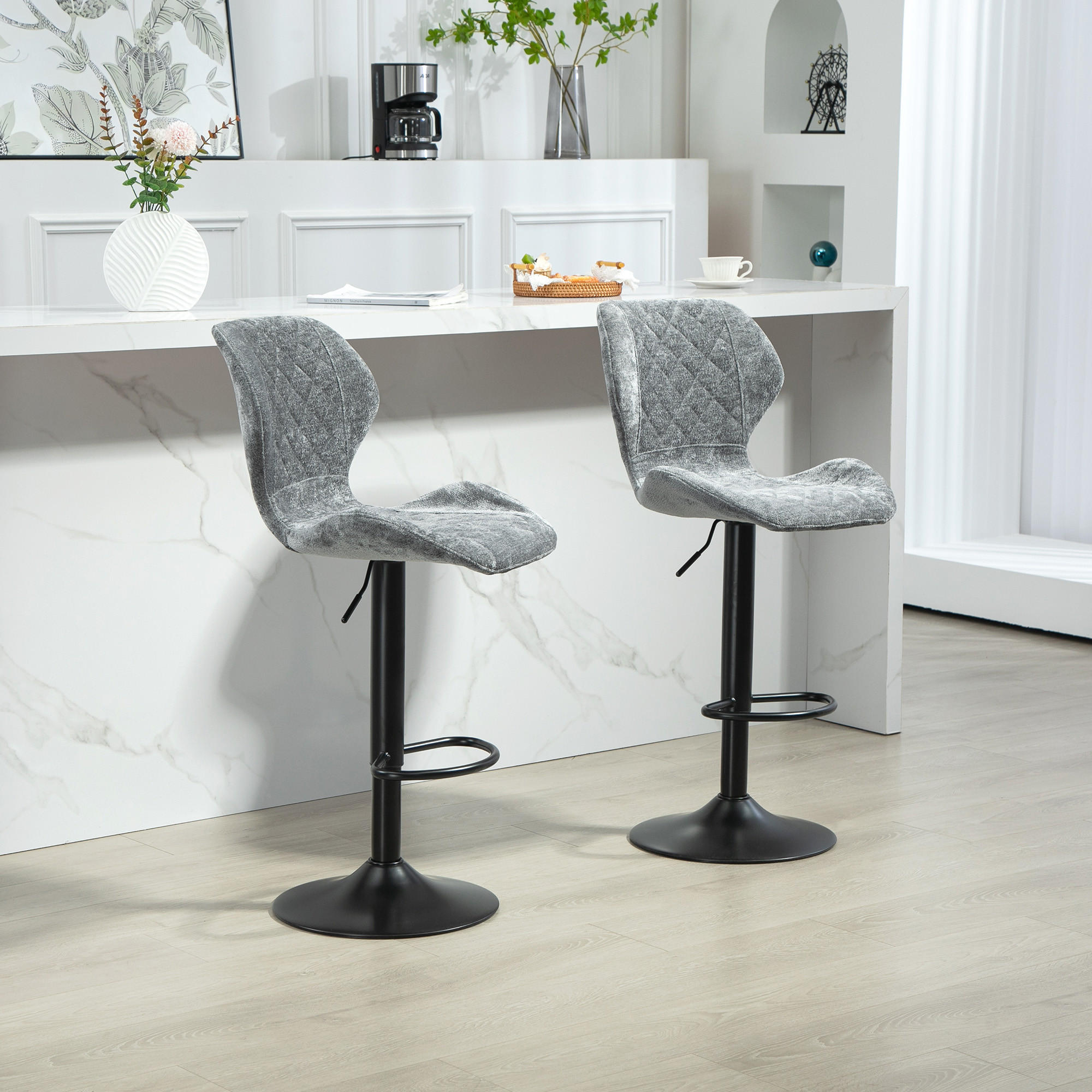 Thumbnail - Homcom Barhocker, Dunkelgrau, Kunststoff, 48x112x51.5 cm, Esszimmer, Barmöbel, Barhocker