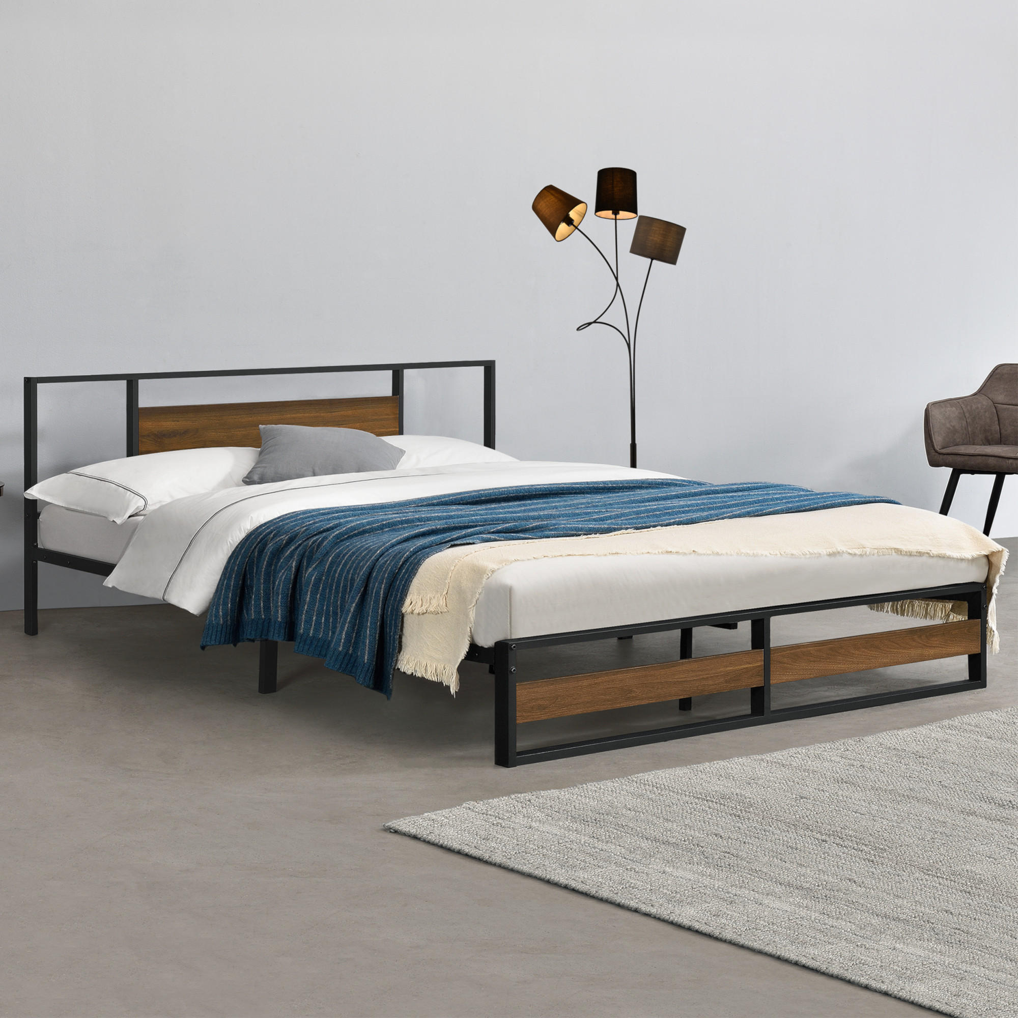 METALLBETT Villach - Schwarz, Metall (180/200cm) - [en.casa]