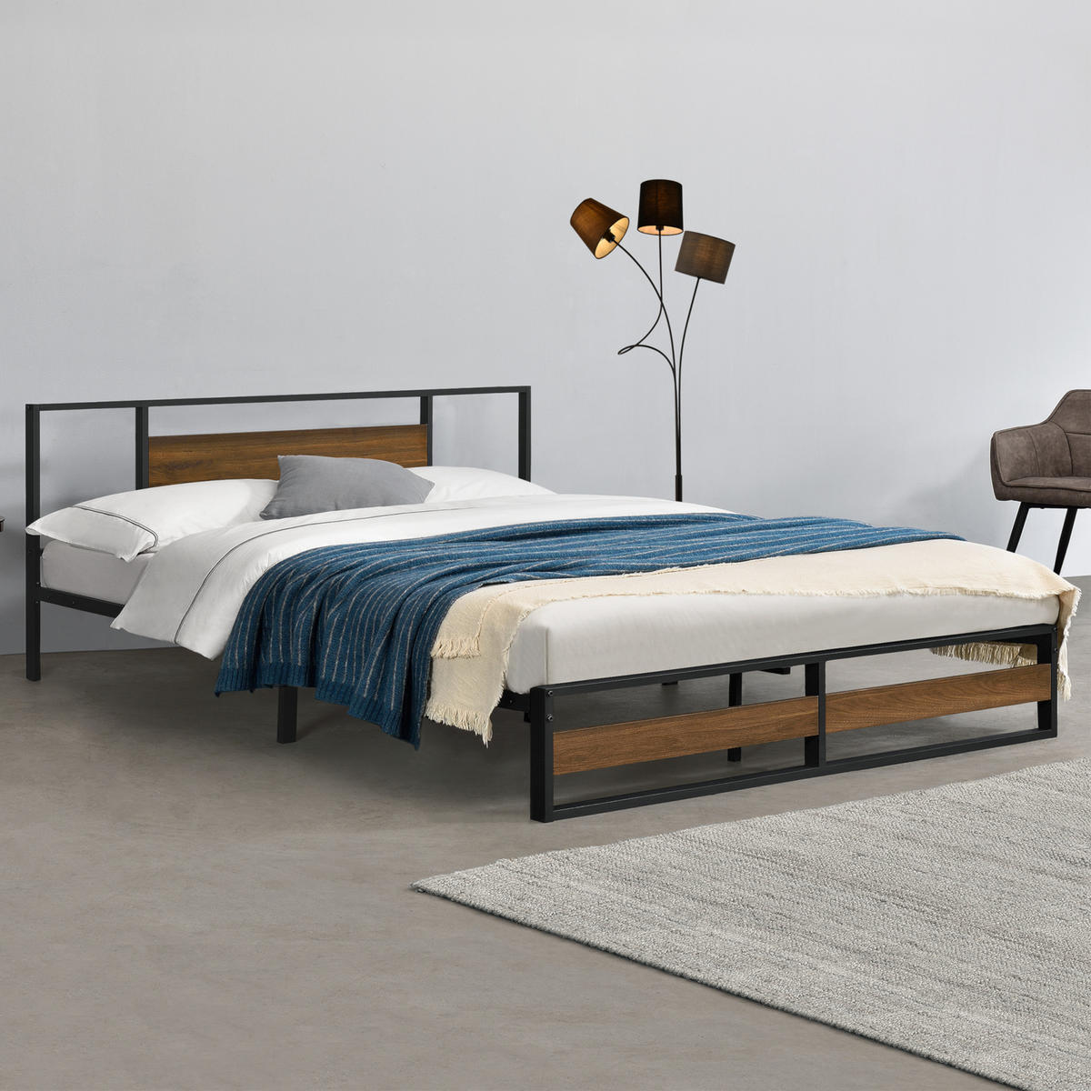 METALLBETT Villach - Schwarz, Metall (180/200cm) - [en.casa]
