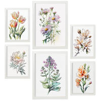 POSTER Set Mit 6 Blumenstrauß Größe A3 & A4 Weißer Rahmen - Weiß, Papier (29.7/1cm) - Nacnic