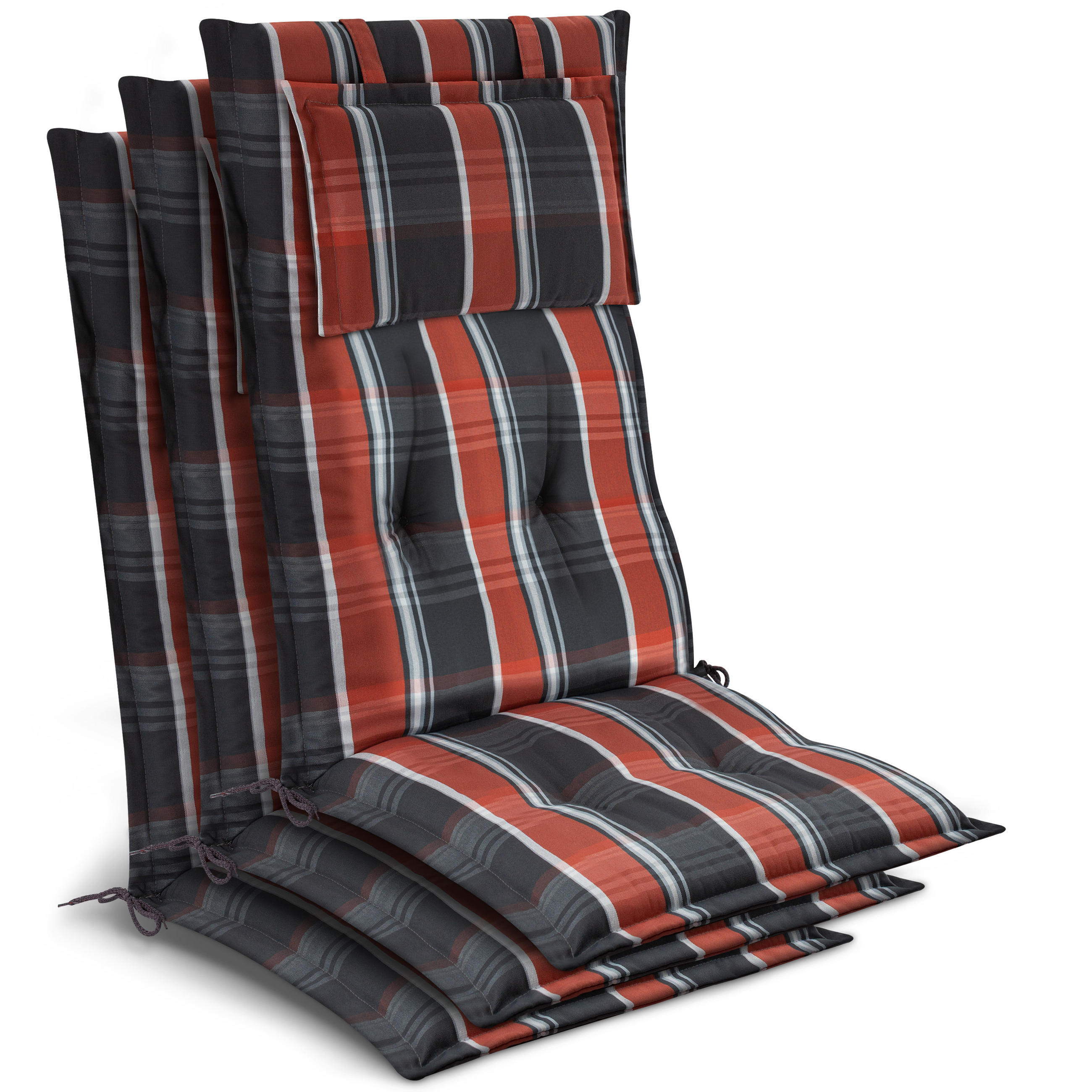 HOCHLEHNER Highlux HL 120x52x7cm Grau-Orange-Weiß-Kariert (3tlg) - Orange, Textil (52/120cm) - Beautissu 