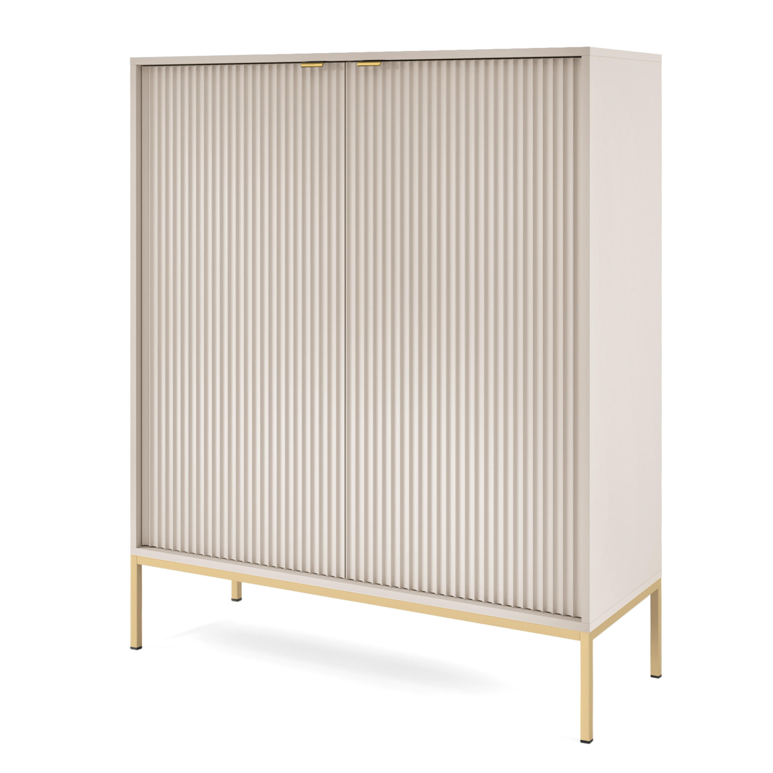 HIGHBOARD STELLARE 104/125/39cm 2 Türen Kaschmir - Kaschmir/Goldfarben, Holzwerkstoff (104/125/39cm) - MASSENO