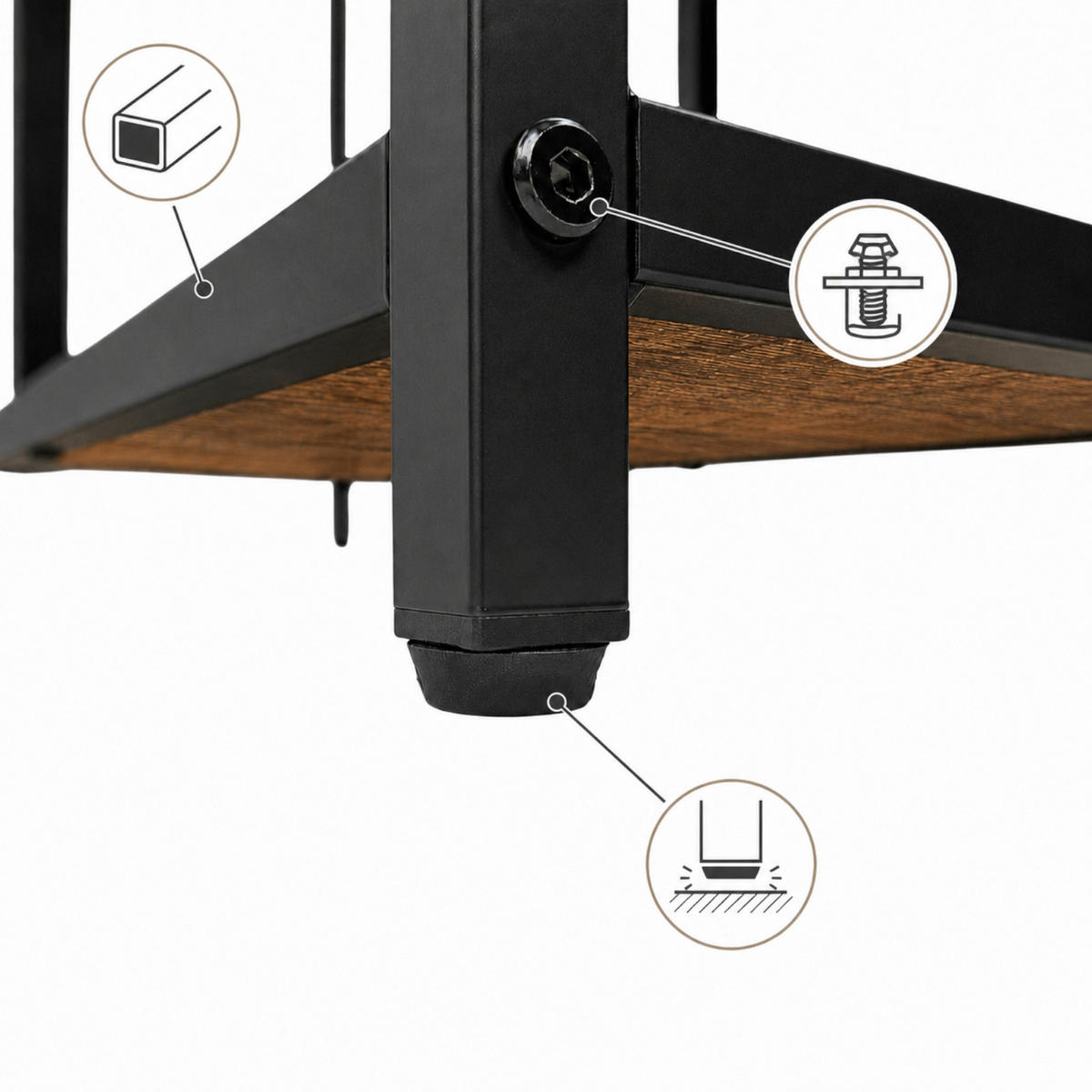 REGAL Holzoptik Metall Dunkelbraun Schwarz asymmetrisch 75x30x155 cm - Dunkelbraun/Schwarz, Holzwerkstoff/Metall (75/155/30cm) - Begryf