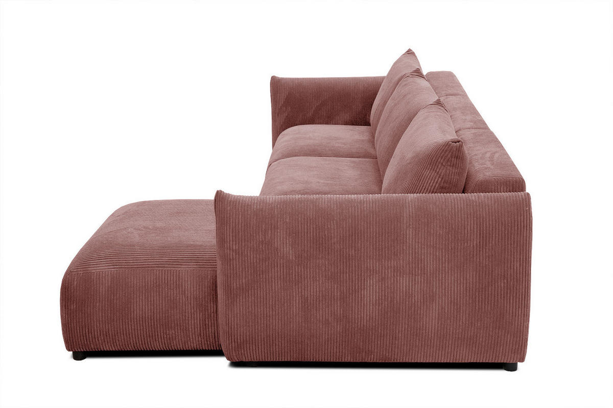 ECKSOFA TAUER 5-Sitzer, altrosa - Schwarz/Altrosa, Holzwerkstoff/Kunststoff (294/173cm) - Courtois Laville