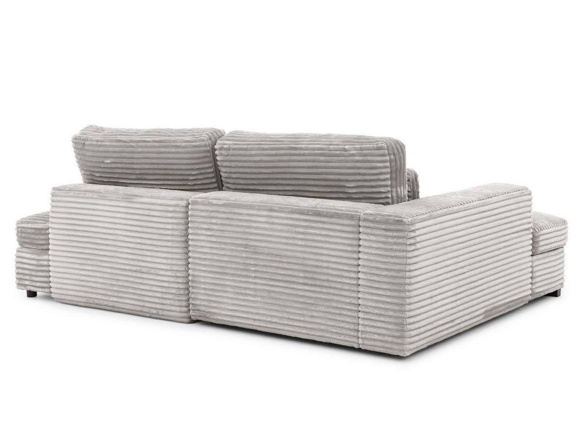 ECKSOFA Wolke mit tiefer Sitzfläche, Schlaffunktion und praktischem Bettkasten aus weichem Taupe Cordstoff - Taupe/Schwarz, Holz/Kunststoff (162/225cm) - S-Style