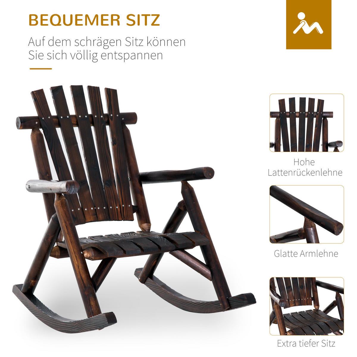 SCHAUKELSTUHL Holz 97x69x93 cm - Dunkelorange, Holz (97/93/69cm) - Fortuna Lai