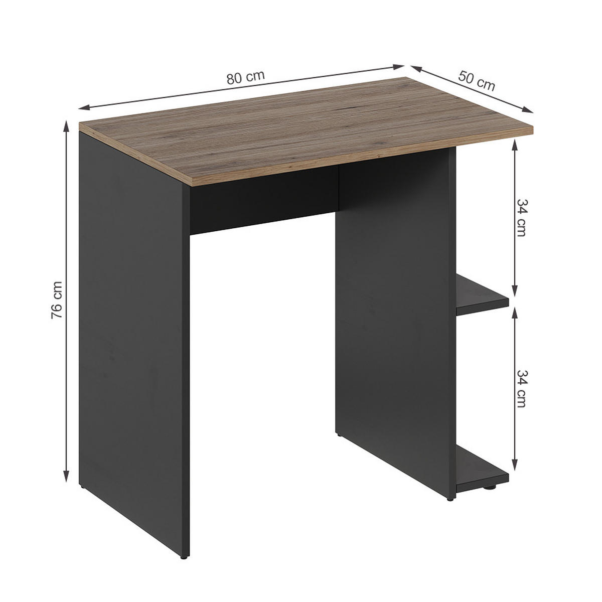 PSACÍ STŮL Simple Antracit 80 x 50 cm - antracitová, kompozitní dřevo (50/80/76cm) - Vicco