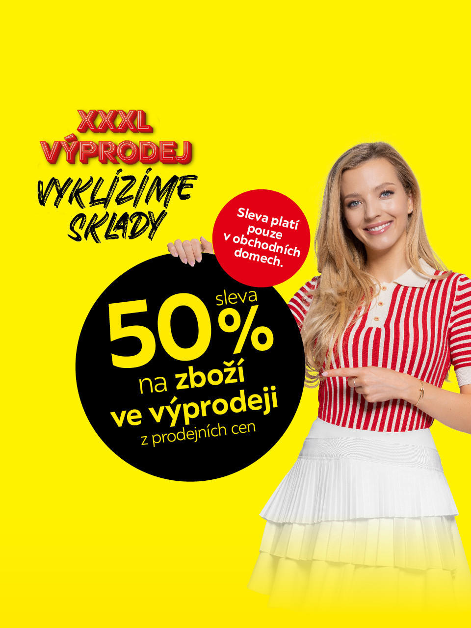 Sleva 50 % na zboží ve výprodeji