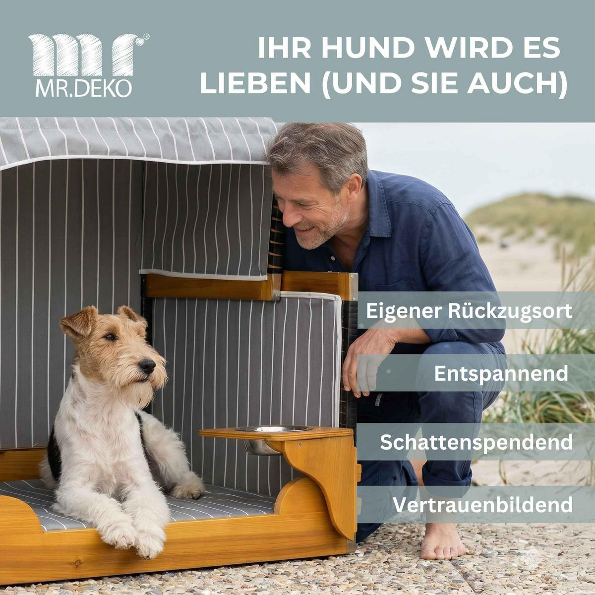 HUNDESTRANDKORB - Schwarz/Braun, Metall (80/95/65cm) - Mr. Deko