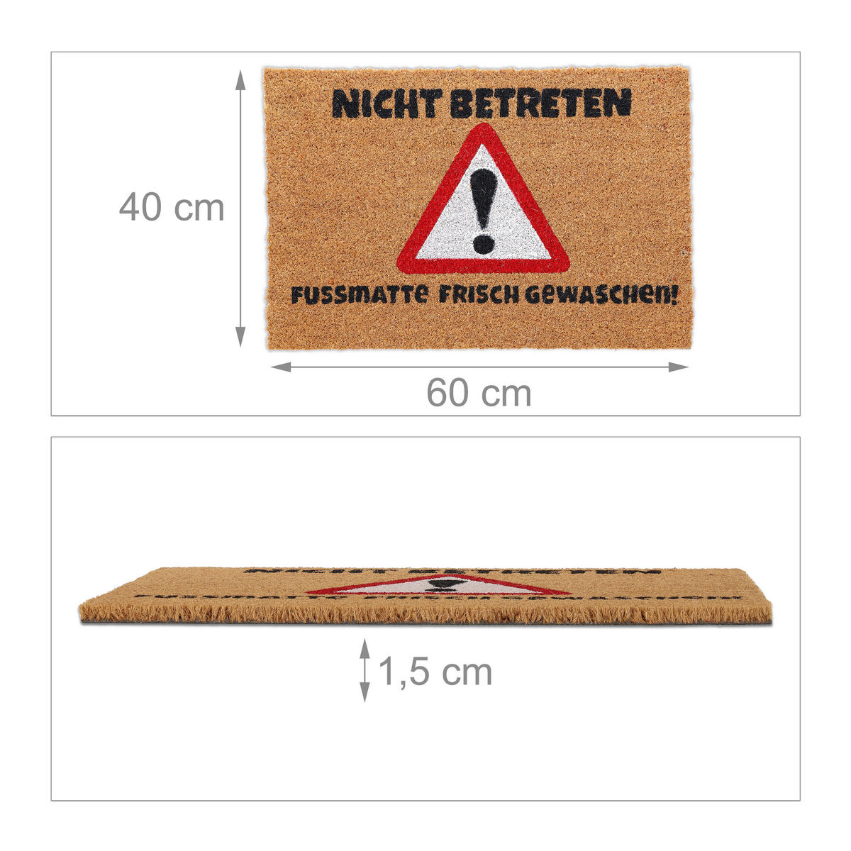 FUßMATTE - Hellbraun, Kunststoff/Textil (60/40cm) - Relaxdays