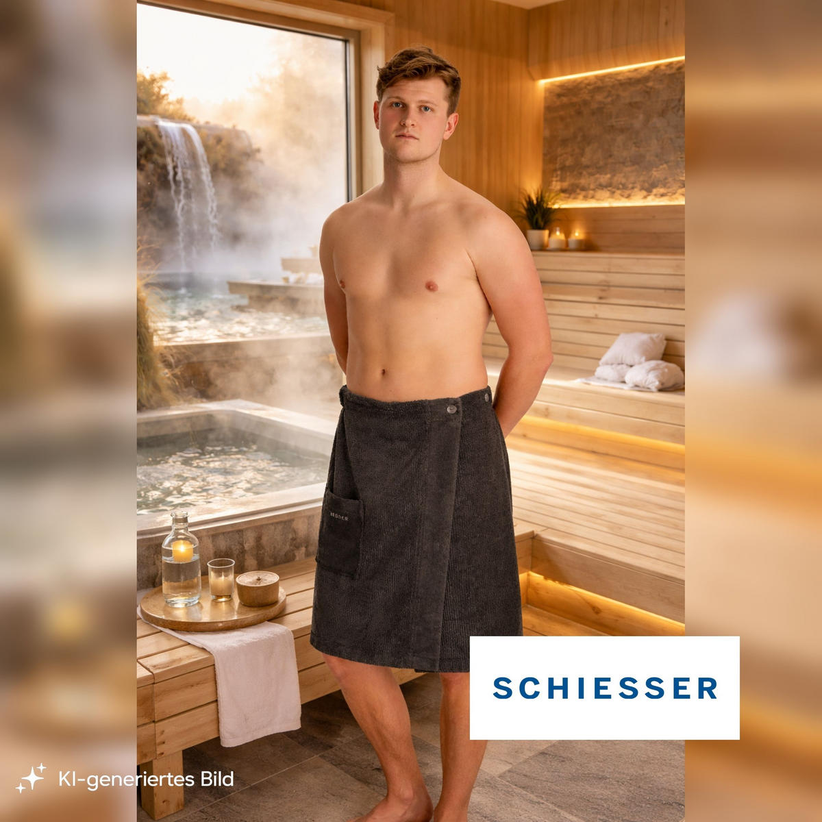 SAUNAKILT Turin Herren - 46-54 - Dunkelgrau - Dunkelgrau, Textil (55/150cm) - SCHIESSER