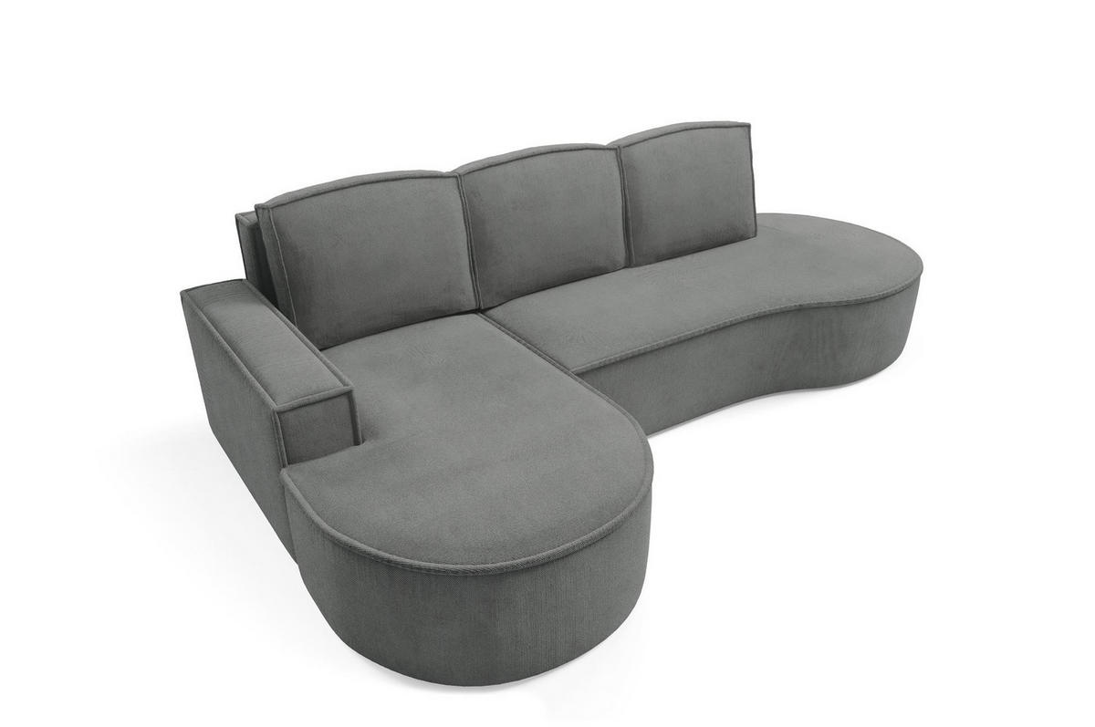 ECKSOFA Flow Graphit, mit Schlaffunktion und Kissen in Curio Stoff, linke seite - Graphitfarben, Holzwerkstoff/Textil (277/157cm) - Bettso
