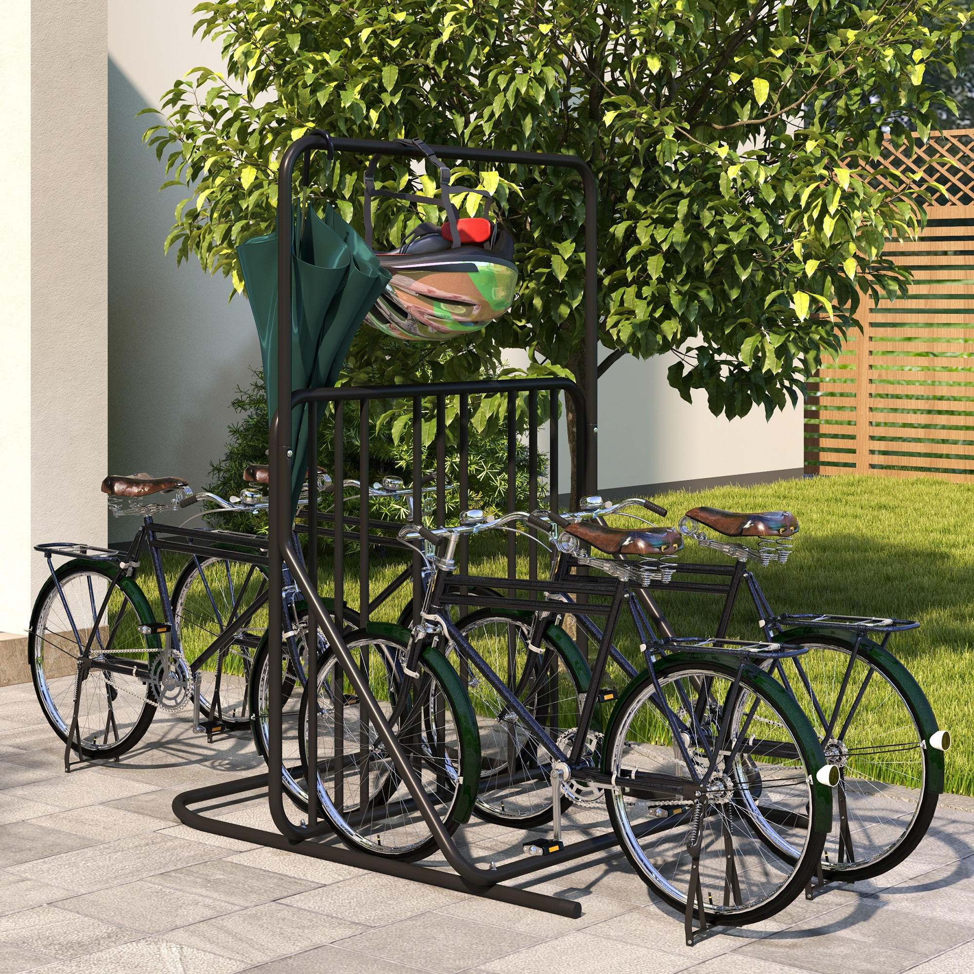 FAHRRADSTÄNDER für 4 Fahrräder Radständer Mehrfachständer beidseitig - Schwarz, Metall (92/130/102cm)
