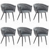 STUHL ARONA 6-er Set, Grau, Schwarze metallische Beine - Hellgrau, Textil/Metall (61/79/55cm) - Komodee