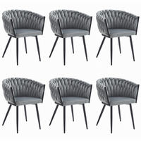 STUHL ARONA 6-er Set, Grau, Schwarze metallische Beine - Hellgrau, Textil/Metall (61/79/55cm) - Komodee