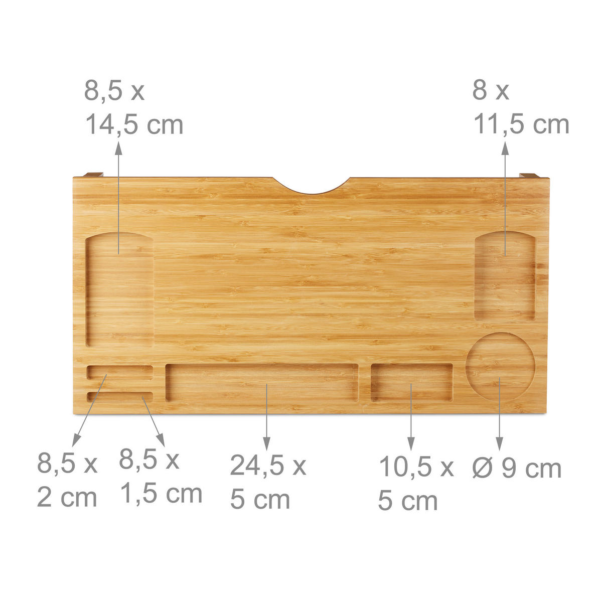 MONITORSTÄNDER Natur Bambus mit 7 Fächern 60x30 cm - Hellbraun, Holz (30/60/9cm) - Relaxdays