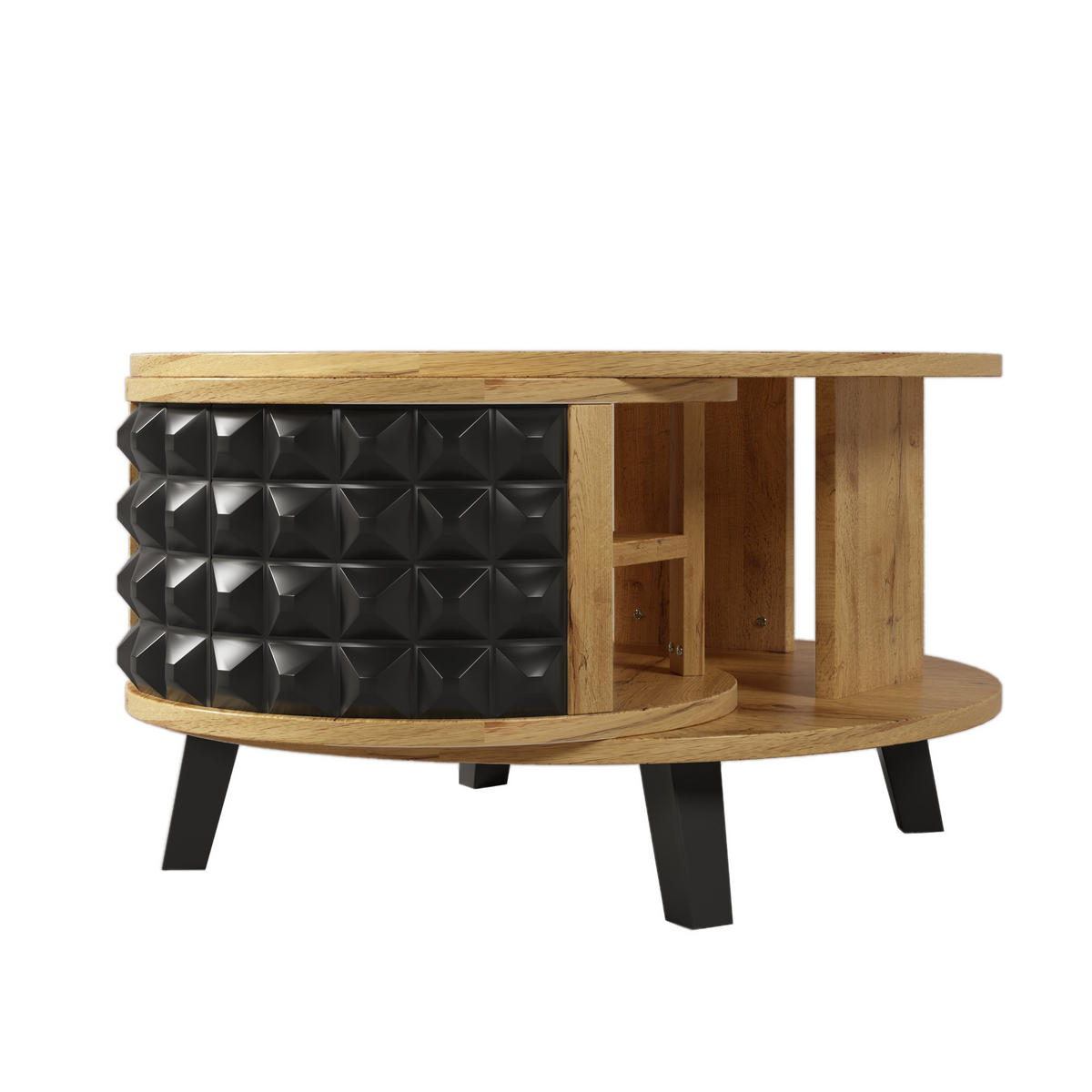 COUCHTISCH DE-196 Drehbar mit Ablage Eichefarben - Eichefarben, Holzwerkstoff (85/85/45cm) - ComfortXL