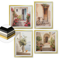 WANDBILDER 4er Set - 50x50 cm & 40x60 cm Goldrahmen - Charmante Küstenstraßen - Goldfarben, Kunststoff (50/50cm) - ArtPrintCave