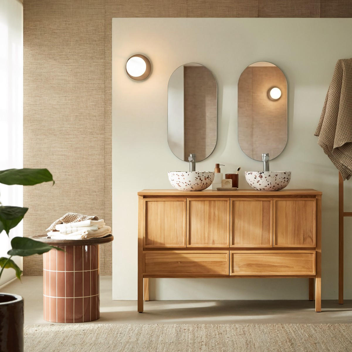 WASCHTISCHUNTERSCHRANK Jane Natur aus Teak - Naturfarben, Holz (120/79/54cm) - Tikamoon