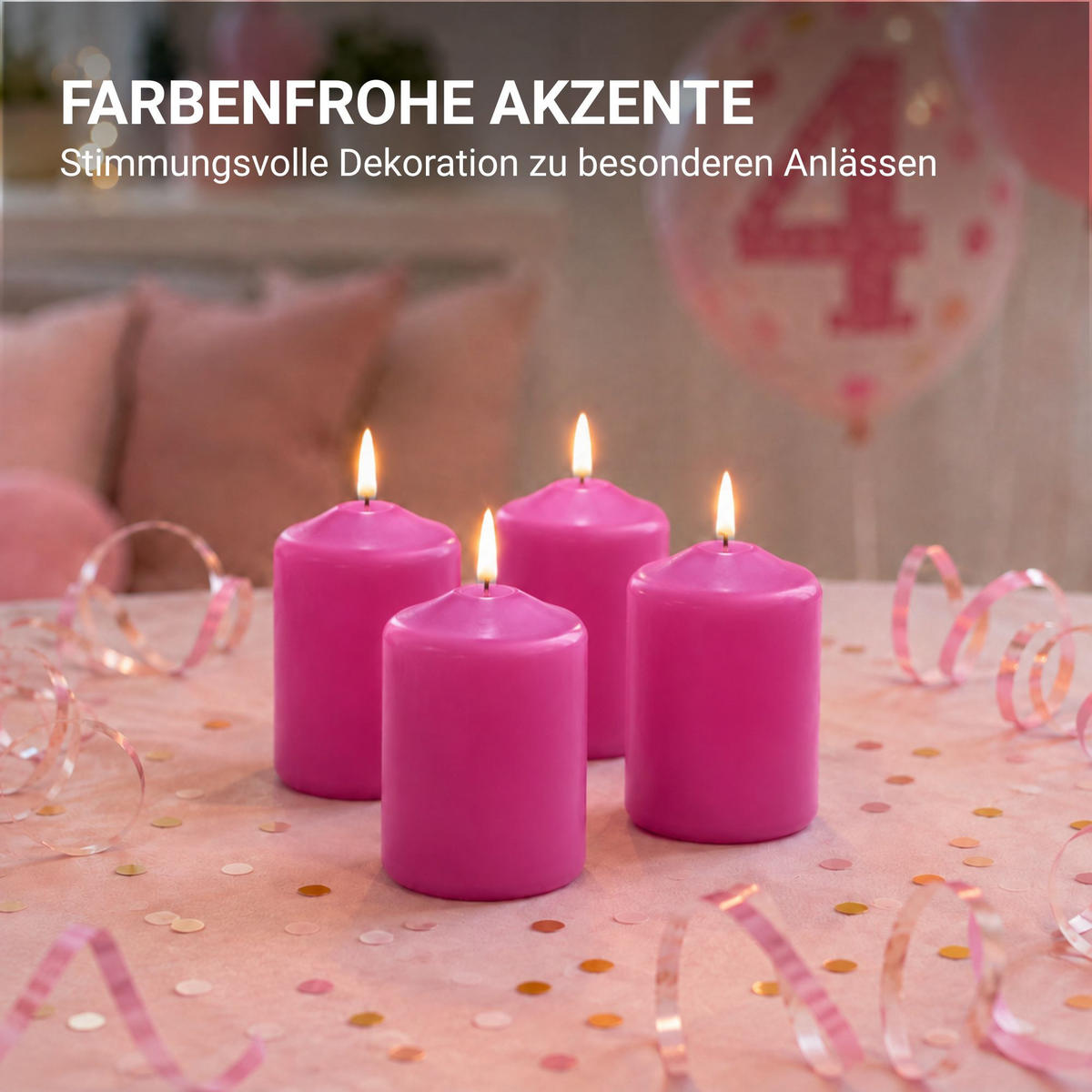 STUMPENKERZEN Ø4cm x 6cm - 6er Pack Rose - Hellrosa, Naturmaterialien (4/6cm)
