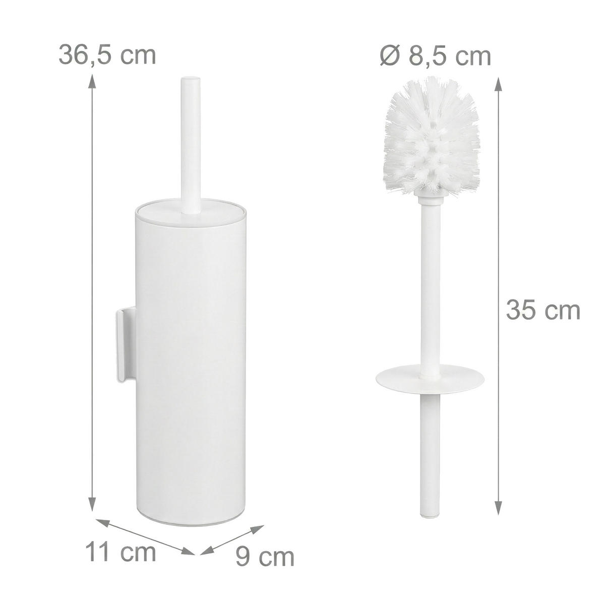 TOALETNÍ štětka - bílá, kov/plast (9/36.5/11cm) - Relaxdays