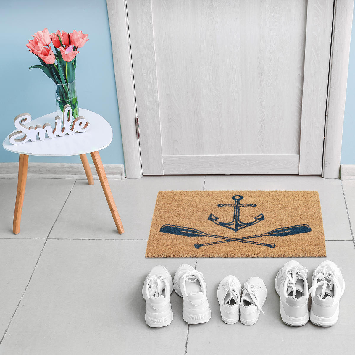 FUSSMATTE - Hellbraun, Kunststoff/Textil (60/40cm) - Relaxdays