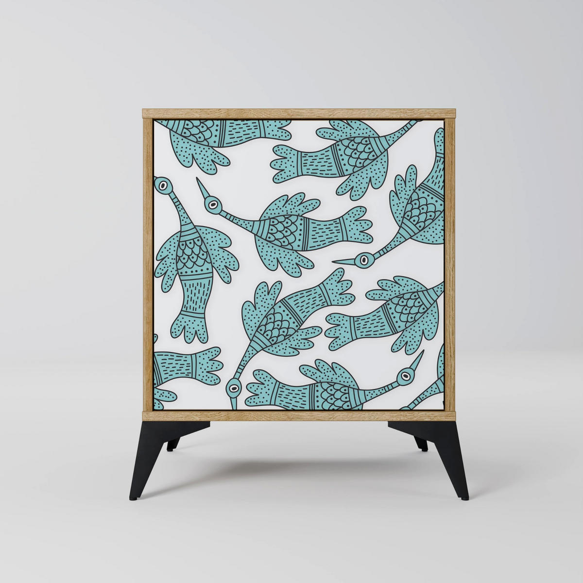 SIDEBOARD WATERSPOUT SONGIBIRD, Eichefarben, 57,5x42x77,5 cm, Schräge Buchenholzfüße - Eichefarben/Buchefarben, Holzwerkstoff/Buchenholz (57.5/77.5/42cm) - SpaceRebels