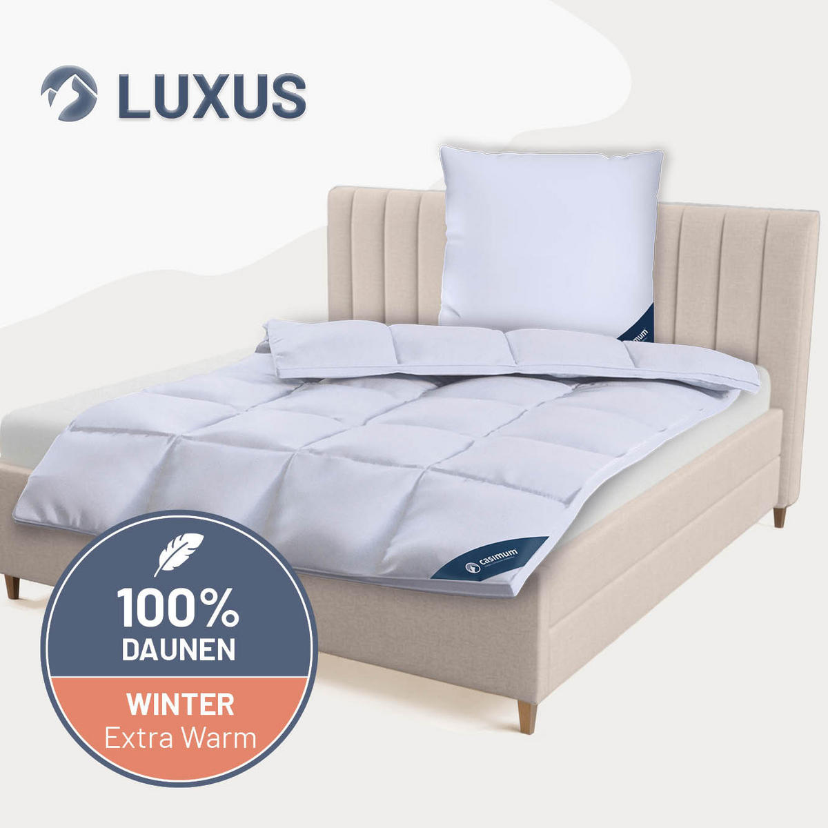 DAUNENDECKE 240x220 Extra Warm, LUXUS Winterdecke extra warm 100% Daune - Weiß, Textil (240/220cm) - casimum