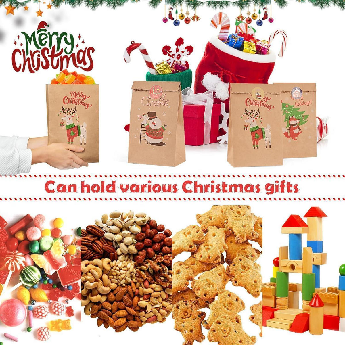 GESCHENKTÜTEN Weihnachten 24 Stück Set Kraftpapier Braun - Braun, Papier (8/24/13cm)