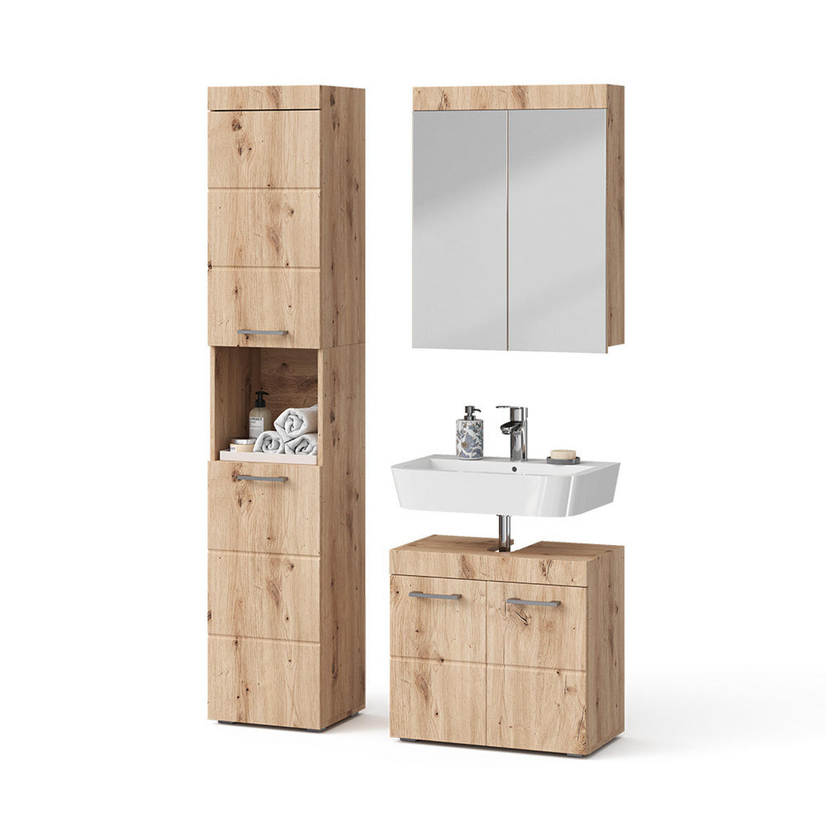 SADA NÁBYTKU DO KOUPELNY Luna Dub Wotan - dub Wotan, kompozitní dřevo (60/56/34cm) - Vicco