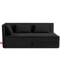 JUGENDBETT ROTI Einzelbett mit Bettkasten, 90x200cm, Bett mit Bonellmatratze, mit Rückenlehne - Schwarz, Holz/Holzwerkstoff (92/200cm) - KONSIMO®