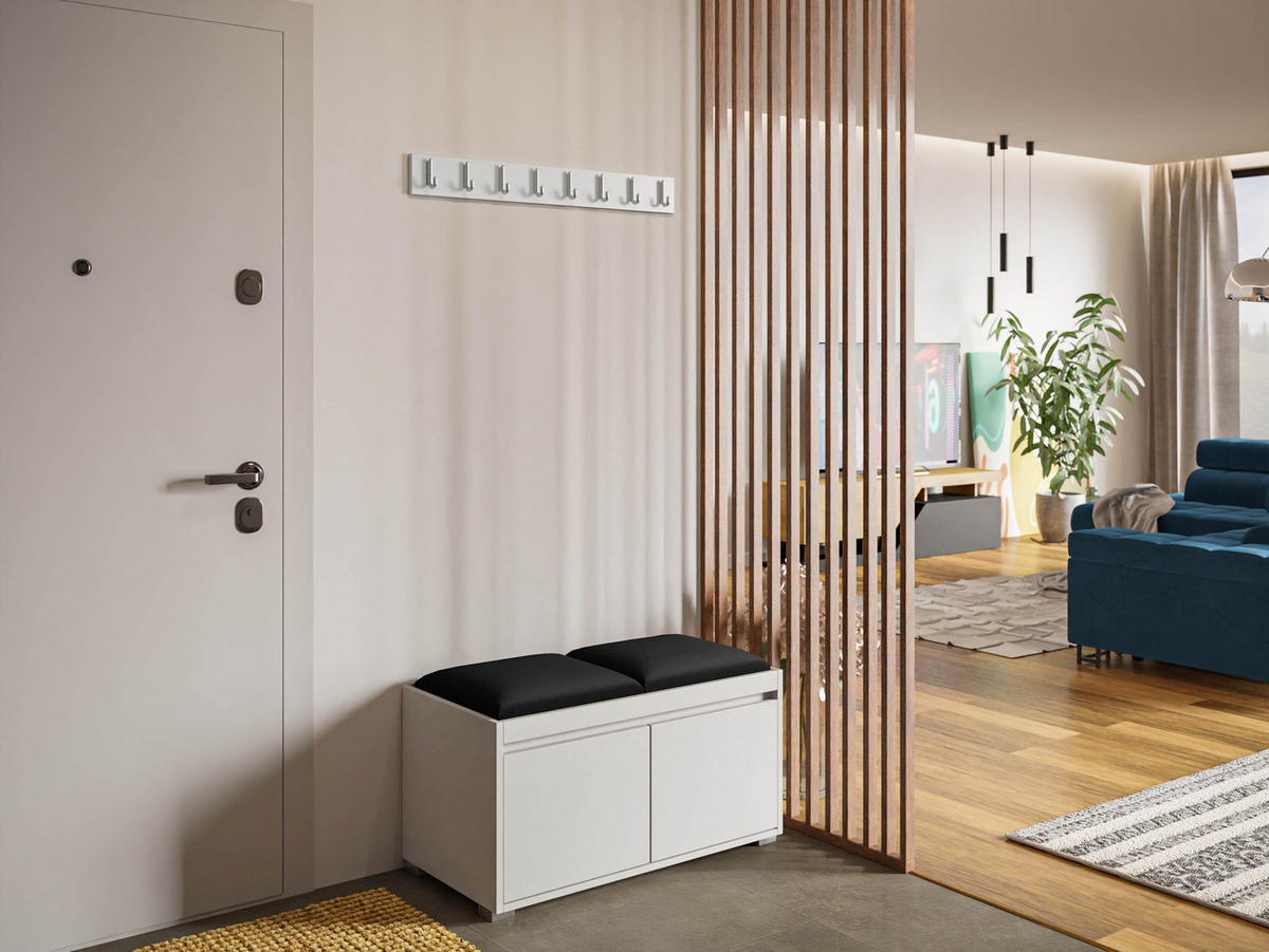 GARDEROBEN-SET Grawis 80 I - Silberfarben/Schwarz, Holzwerkstoff/Kunststoff (84.5/45/34cm) - MIRJAN24