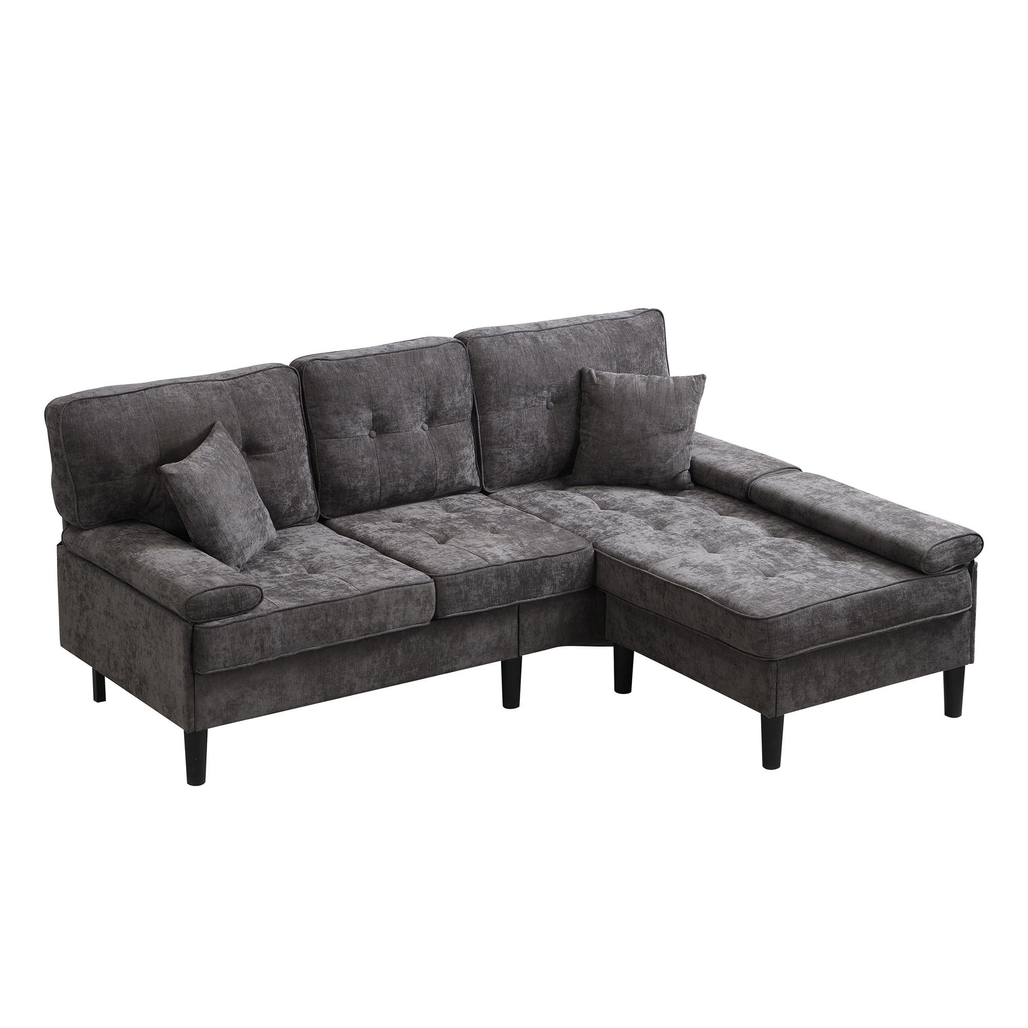 ECKSOFA Chenille mit modularer Fußbank 195/149/86 cm Grau - Grau, Textil (149/195cm) - Redom