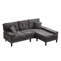 ECKSOFA Chenille mit modularer Fußbank 195/149/86 cm Grau - Grau, Textil (149/195cm) - Redom