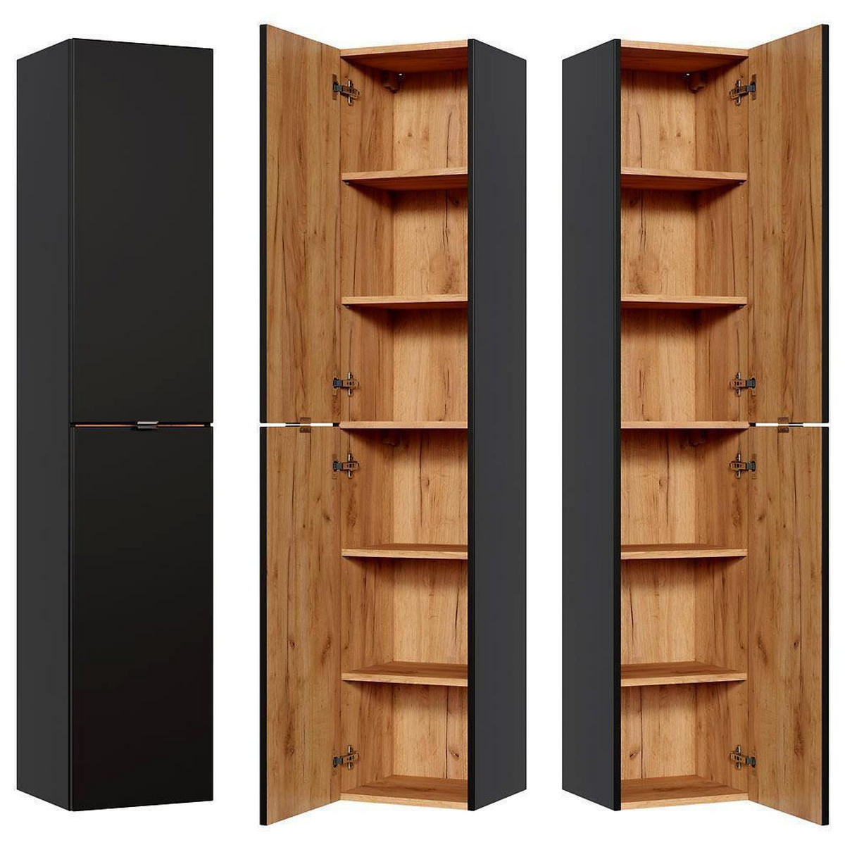 HOCHSCHRANK Toskana-56 - Anthrazit, Holzwerkstoff (35/170/33cm) - Lomado