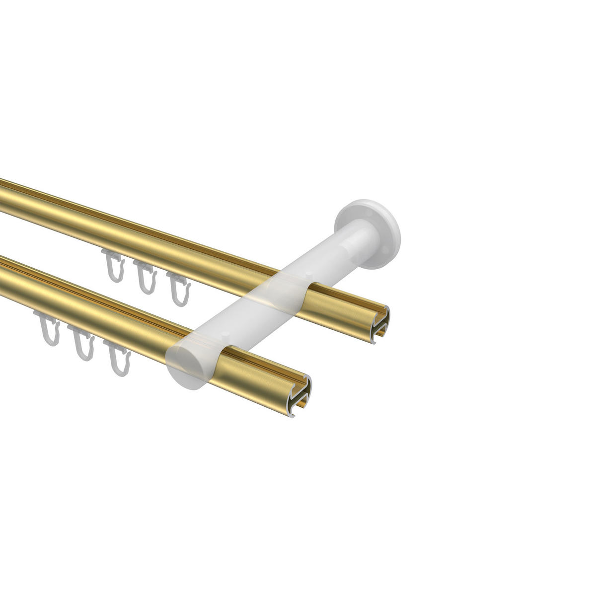 INNENLAUF-GARDINENSTANGEN-SET Platon Savio 180 cm, 2-läufig, 20 mm Ø Messing-Optik - Messingfarben, Metall (180cm) - INTERDECO