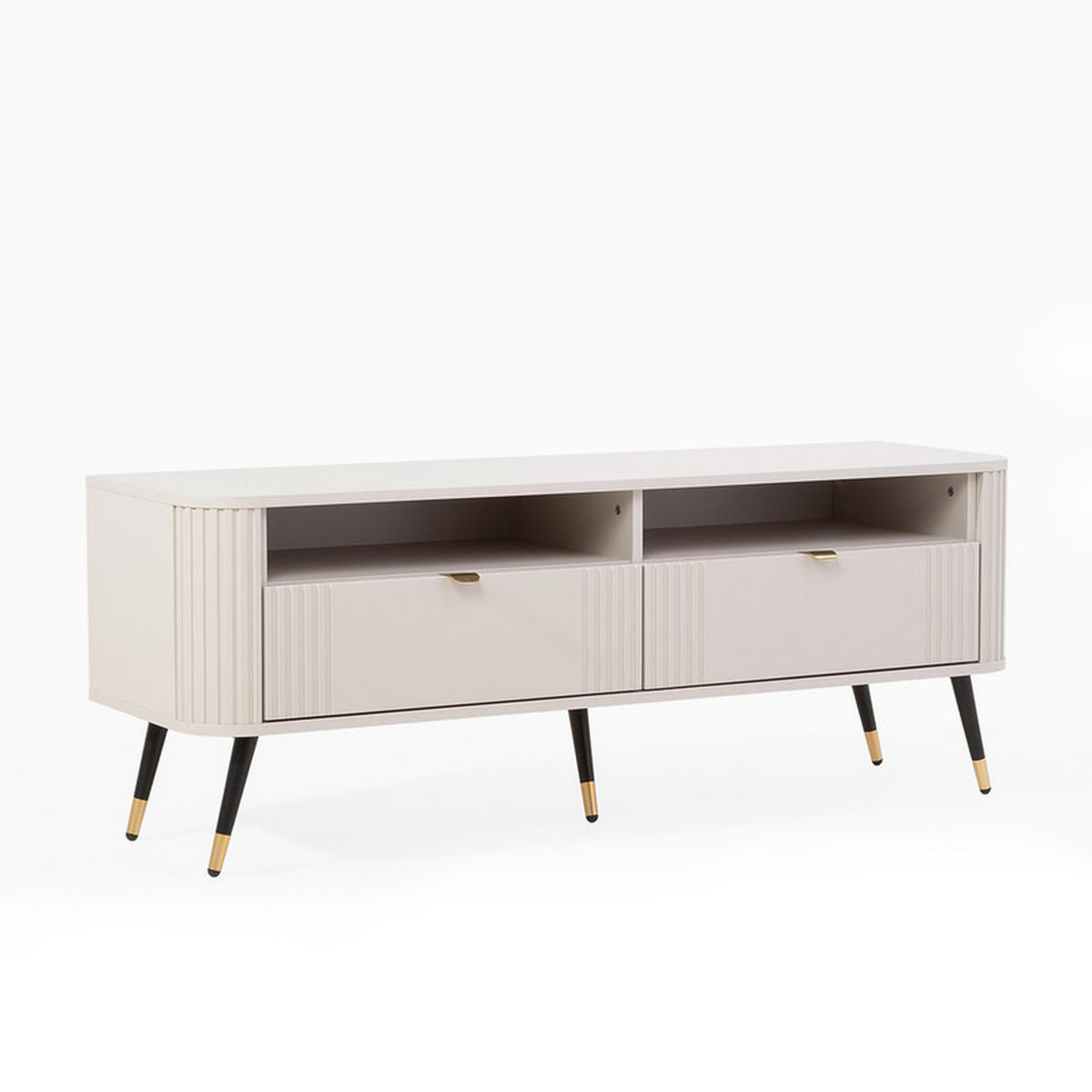 TV-SCHRANK AURA auf Füßen mit geriffelter Front - Beige, Holzwerkstoff (138/53/40cm) - Idohome