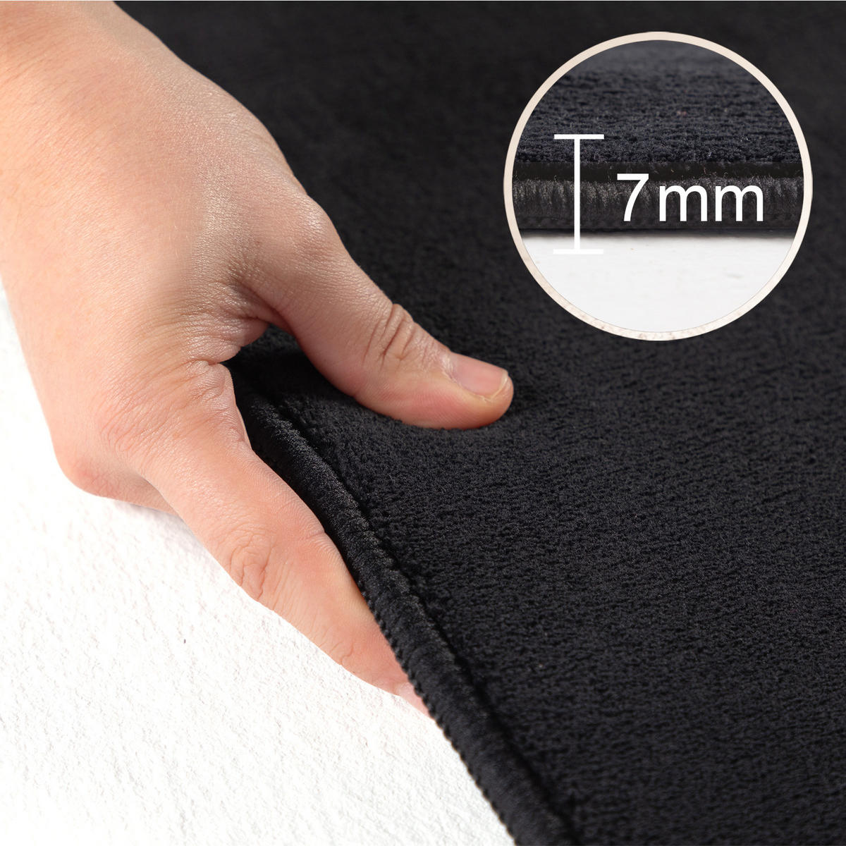 TEPPICH Kurzflor Uni-Farbe Microfaser Antirutsch Wohnzimmer waschbar Schwarz Rund 160x160 - Schwarz, Textil (160/160cm) - KADIMA DESIGN