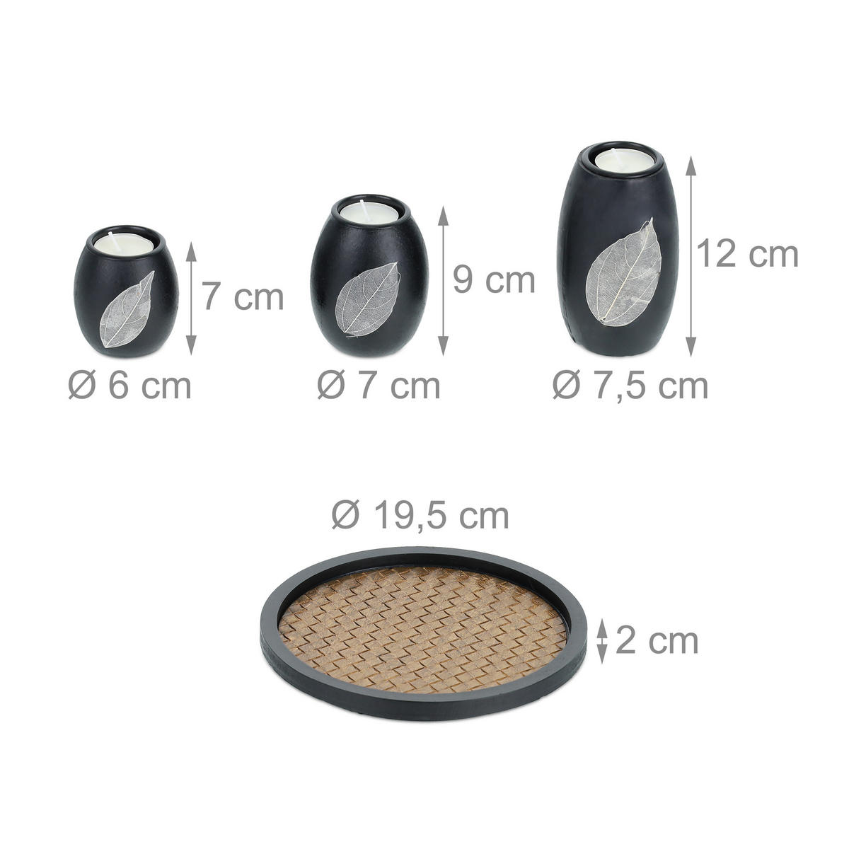 Multicolor, Holzwerkstoff/Stein (13.5cm) - Relaxdays