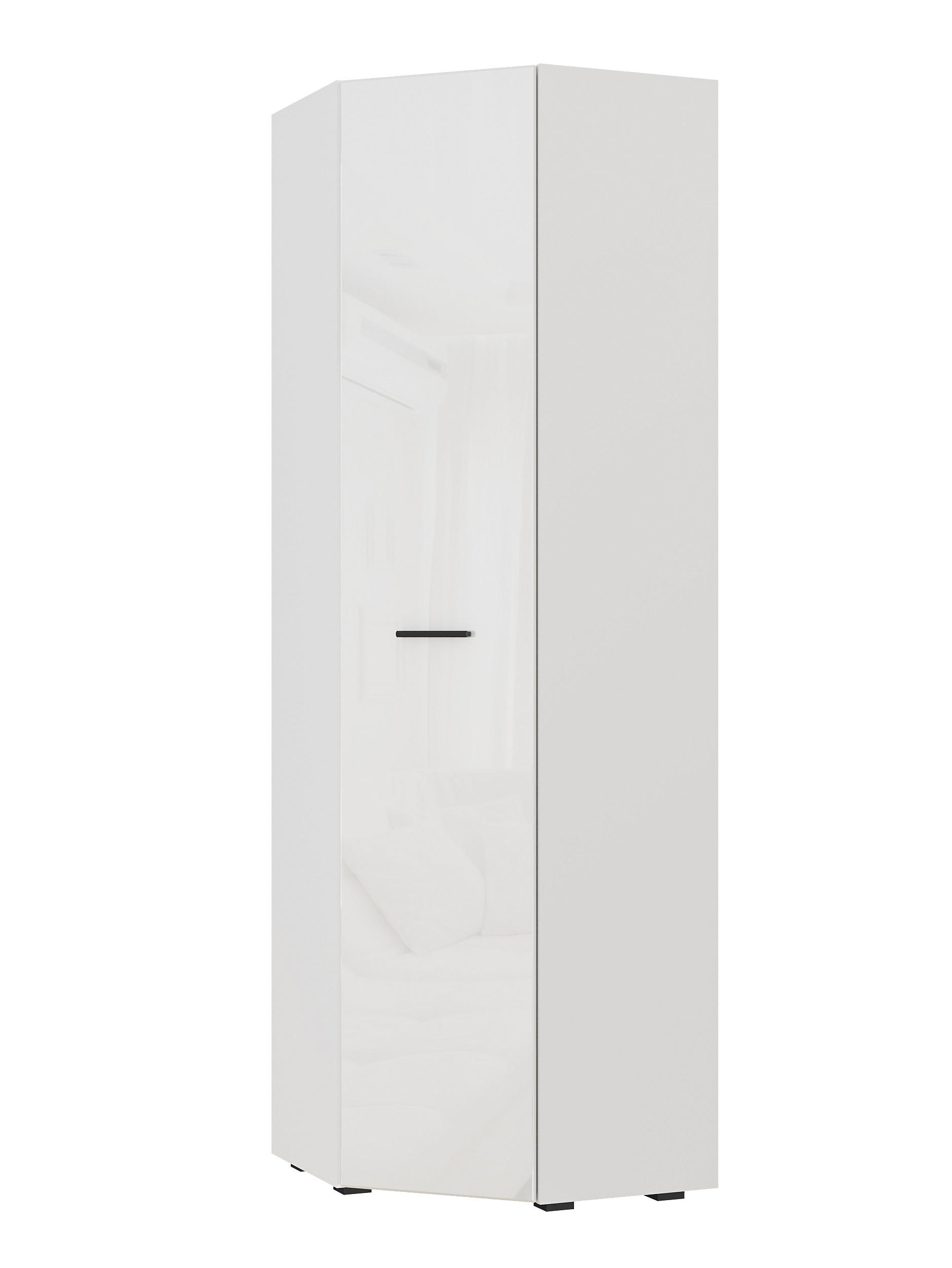 KLEIDERSCHRANK Weiß, Weiß Hochglanz 64/205/64 - Weiß Hochglanz/Weiß, Holzwerkstoff (64/205/64cm) - RAUMHIRSCH FURNITURE